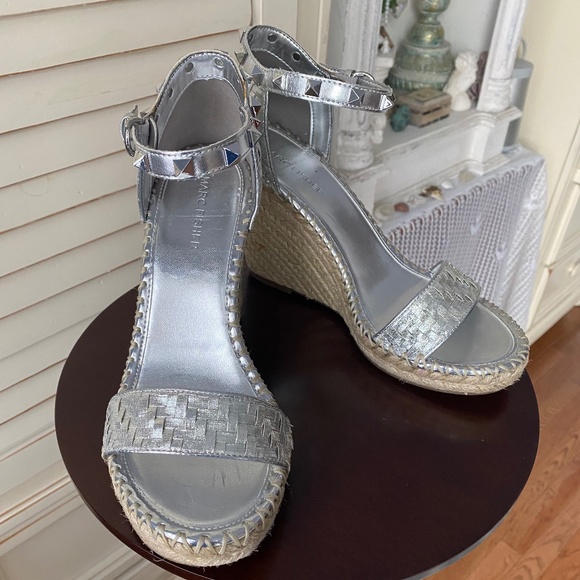 Marc Fisher Shoes - Marc Fisher Rattan Wedge Studded Strap Sandals NEW WITHOUT TAGS/BOX